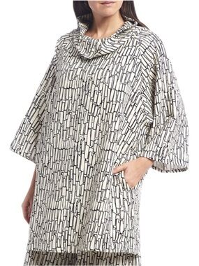 BRYN WALKER Made in USA Keely Stretch
Cowl Neck Geometric Oversized Top Small